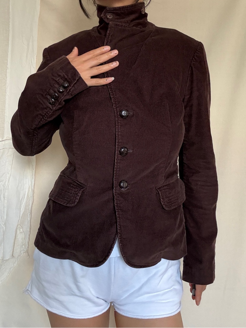 Y2K Brown Corduroy Button Jacket